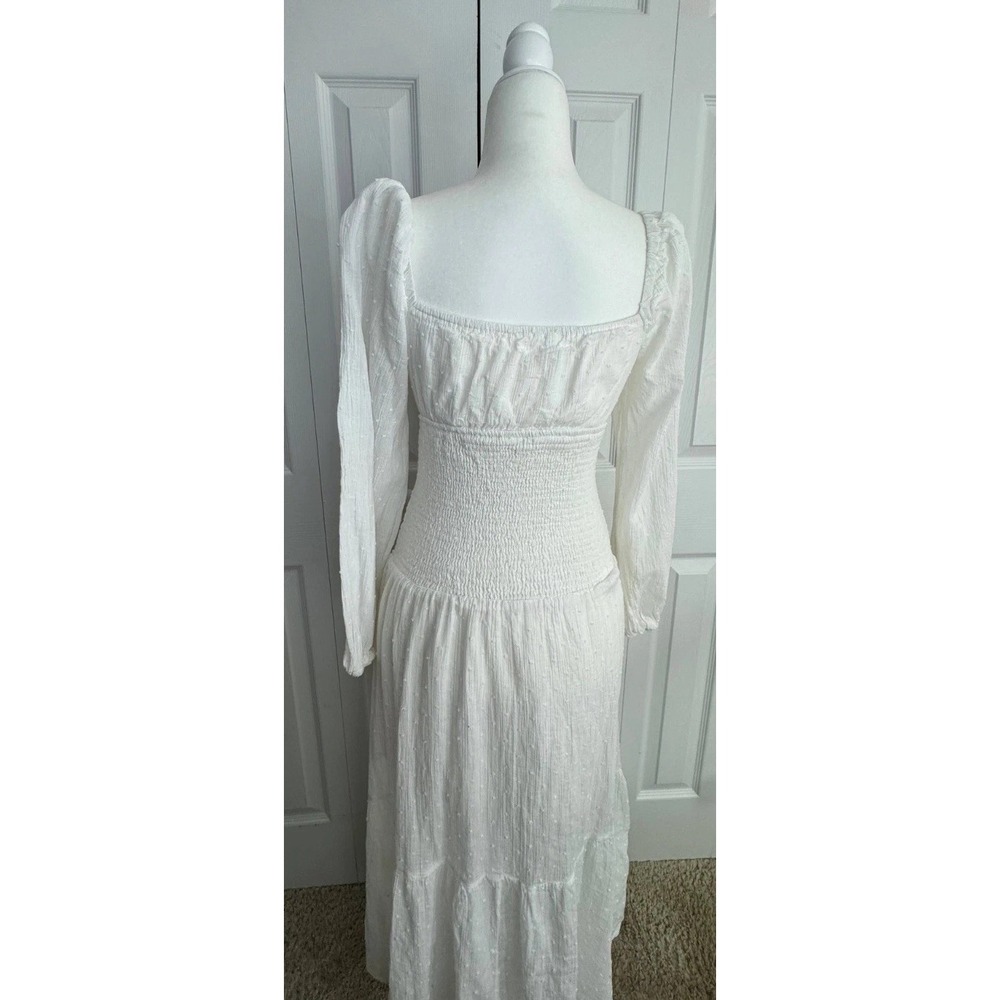 Astr The Label Long Sleeve Twist Bust Dress Women's Small White Puffy Sleeve - Picture 5 of 10